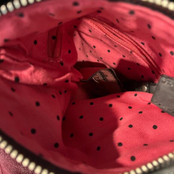 Vintage Y2K Juicy Couture Terry Cloth Crossbody Bag Gray Striped with Pom Pom - Picture 4 of 5